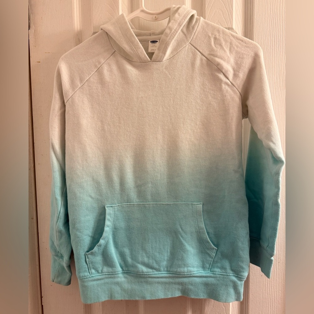Women’s Old Navy Cream  and Blue Ombré Dip Dyed Hoodie size large